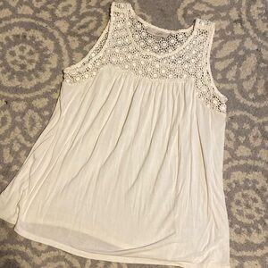Loft sleeveless top flower lace top medium off white/creme color